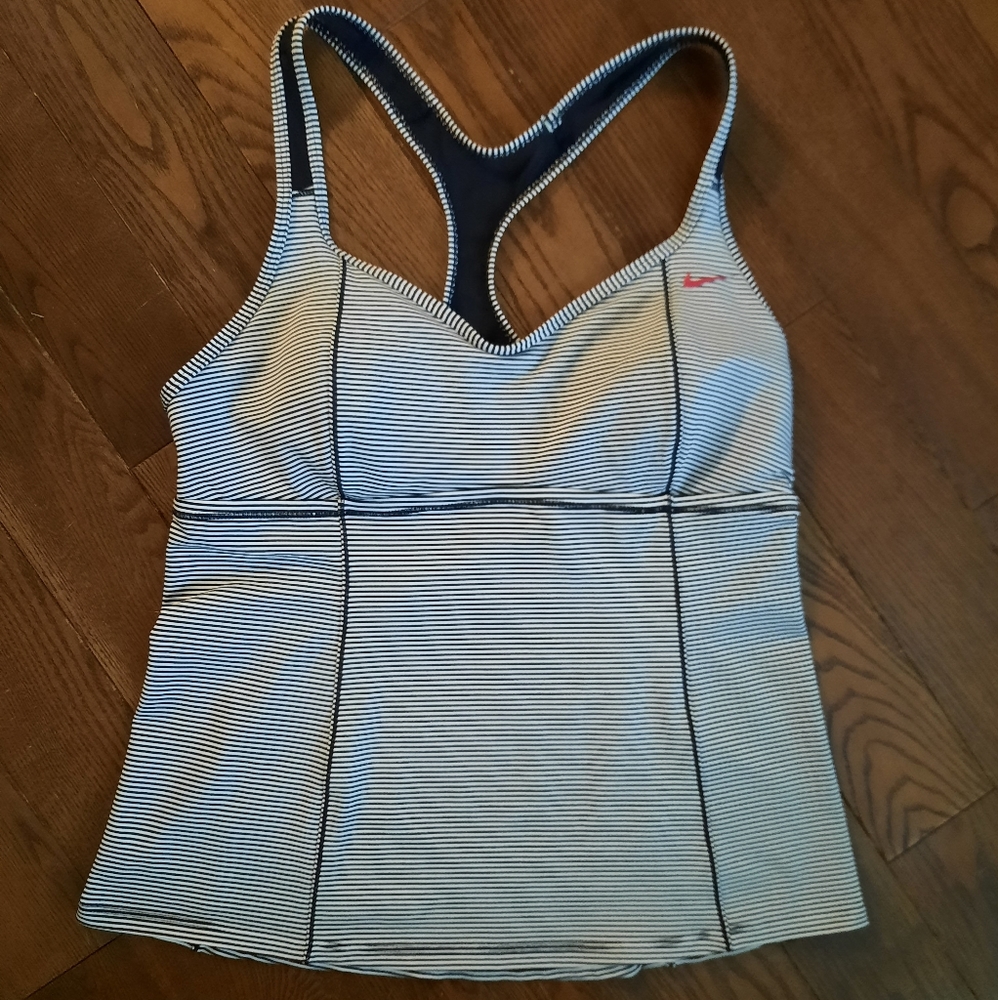 Nike Tank, Black + White Stripes, Size Large